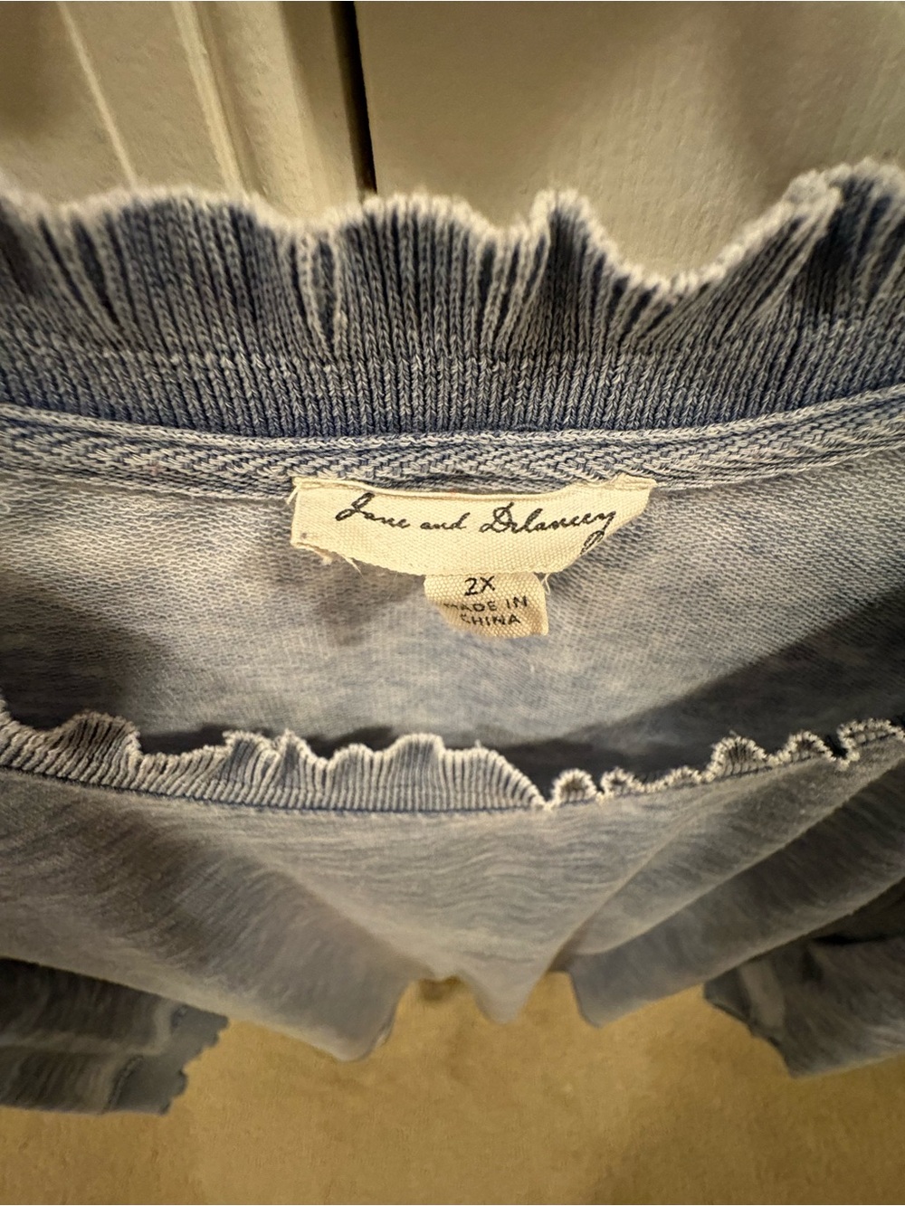 Jane and Delancey Washed Light Blue Long Sleeve Top - Picture 3 of 4